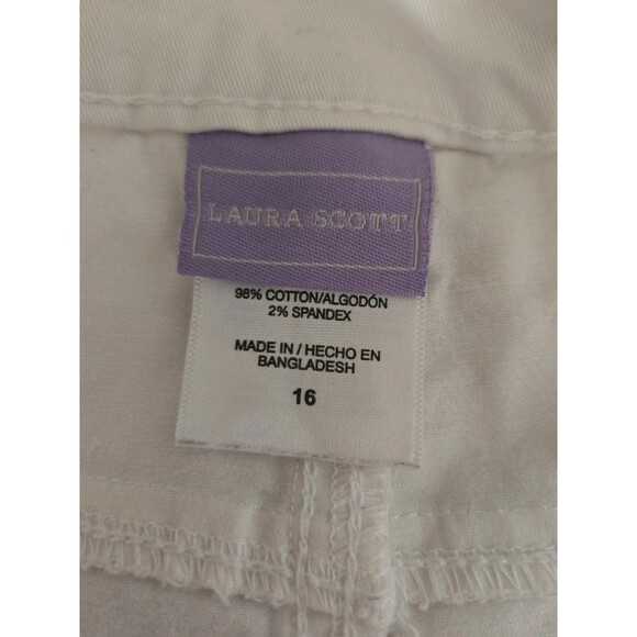 Laura Scott All White Skirt Knee Length Midi Straight Womens Size 16 Pockets - Picture 5 of 7